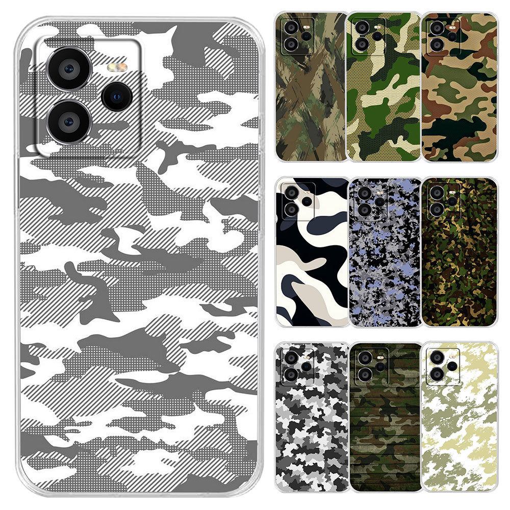 เคสโทรศัพท์โปร่งใส VIVO Y01 Y02 Y02S Y16 Y22S Y35 4G V25 V25e V25Pro X80 Pro 3N2X ลายพรางซิลิคอนอ่อน