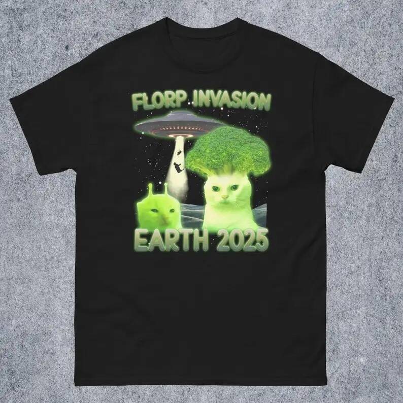 Florp Invasion ตลกคนต่างด้าว Brainrot Cat Dank Meme Tee เสื้อของขวัญสำหรับผู้หญิงและผู้ชาย, Goofy-Ah