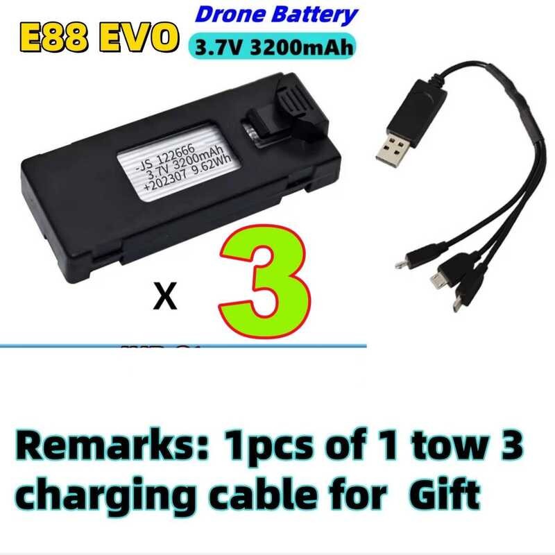 ❃ JJHD 3.7V 3200Mah แบตเตอรี่ RC Charger อุปกรณ์เสริมสําหรับ E88evo Ls-E100 E99s Mini Uav Drone ❃