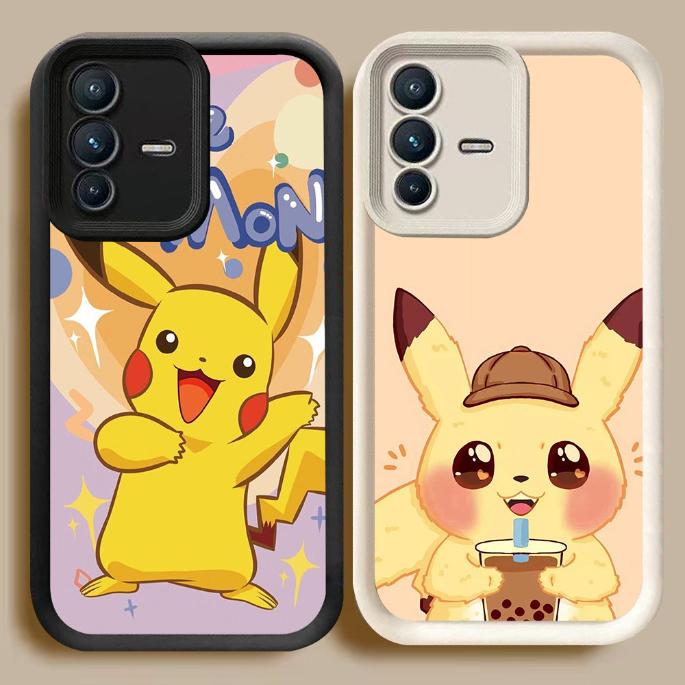 BI62 Pikachu Casing สําหรับ VIVO Y75 V23 Y200 V23E V50 Lite 5G สีขาวสีดํา