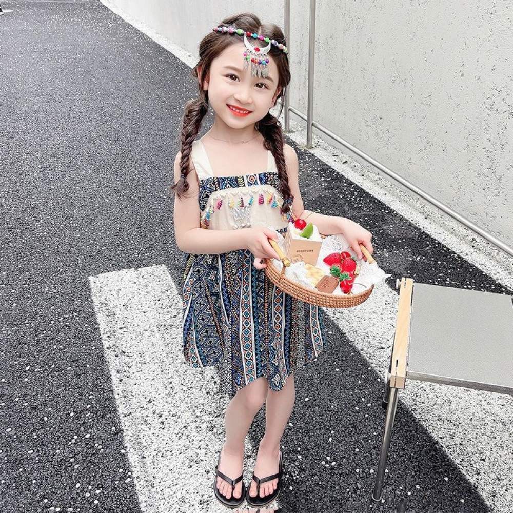 เสื้อผ้าเด็กสําเร็จรูปสาวชุดแขวนฤดูร้อนสไตล์ชาติพันธุ์ชุด ฮันฟู สาวชุด - รูปที่ 6