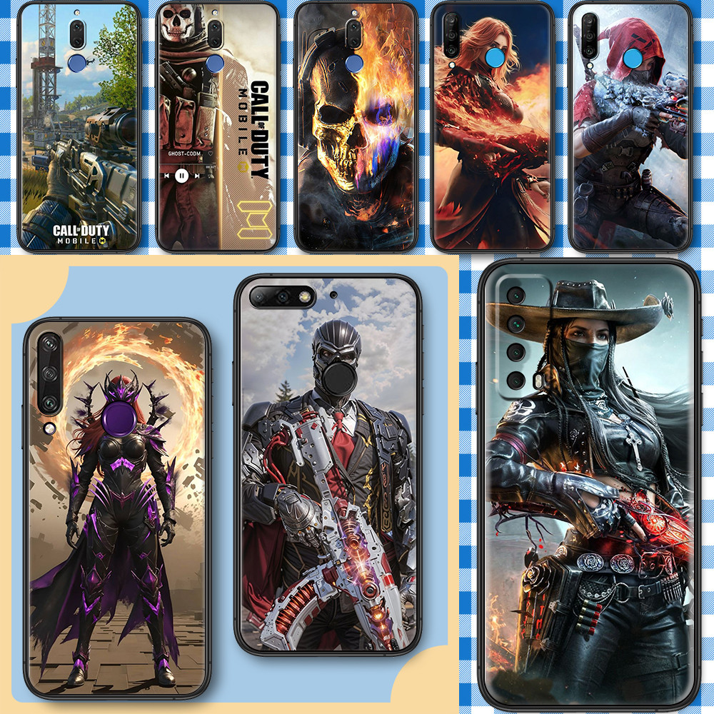 สําหรับ Huawei Y6P Y7A Y8P Y9A Y5 Y6 Prime Call of Duty Mobile เคสโทรศัพท์ TPU สีดํานุ่ม