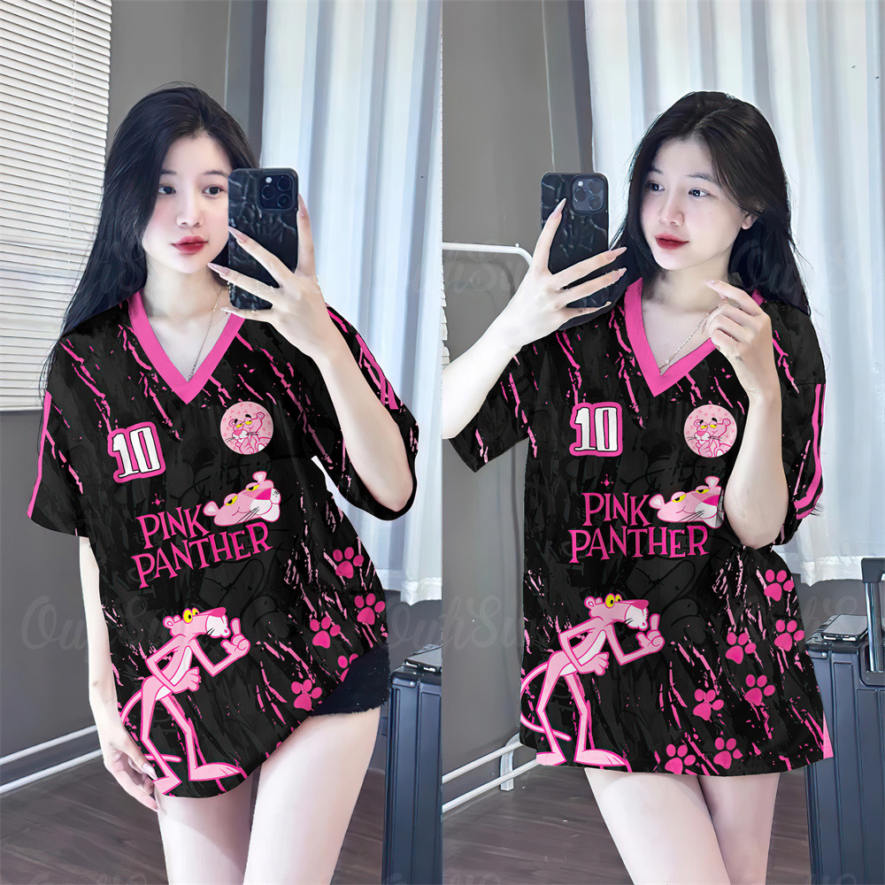 Korean-style women's T-shirt fashion short sleeve V-neck รูปที่ 3