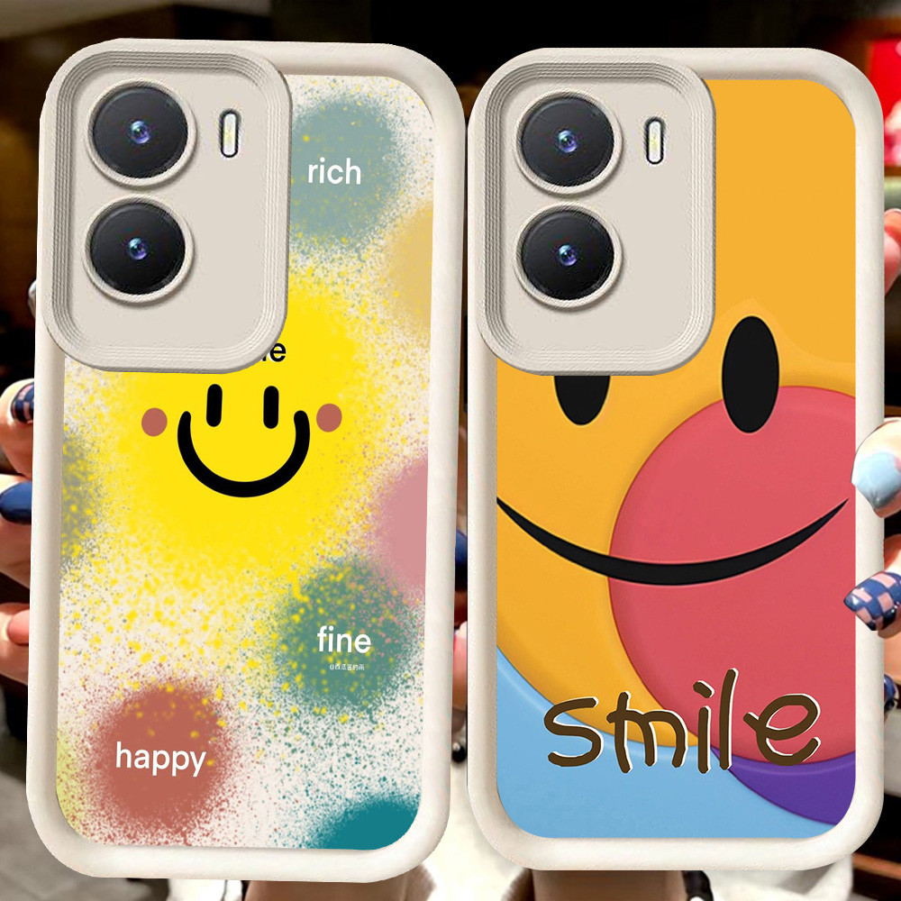 H43 Smiely สีขาวสําหรับ VIVO Y35 Y75 Y01 Y55 Y22 iQOO 13 Z10 T4 Z9X Y15s Y22s Y56 Y15a Z9 Y16 5G Y01