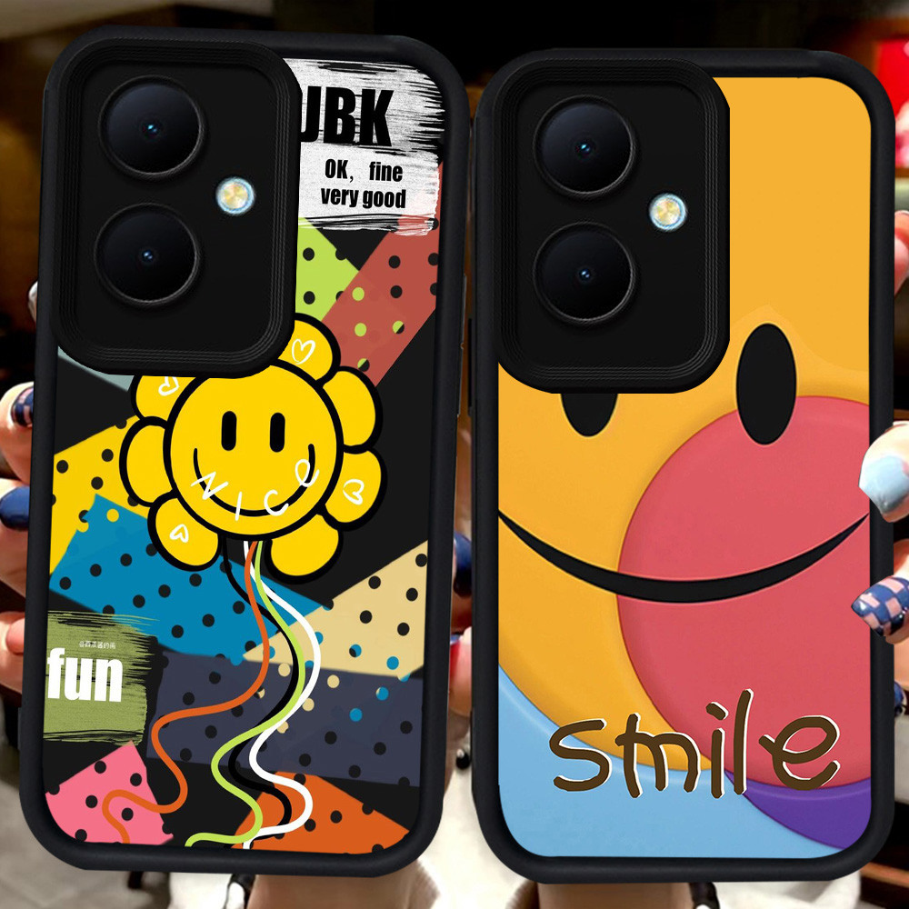 ปลอกสีดําสําหรับ OPPO Reno 11F 10 13F 8T 11 Pro 5G H43 Smiely