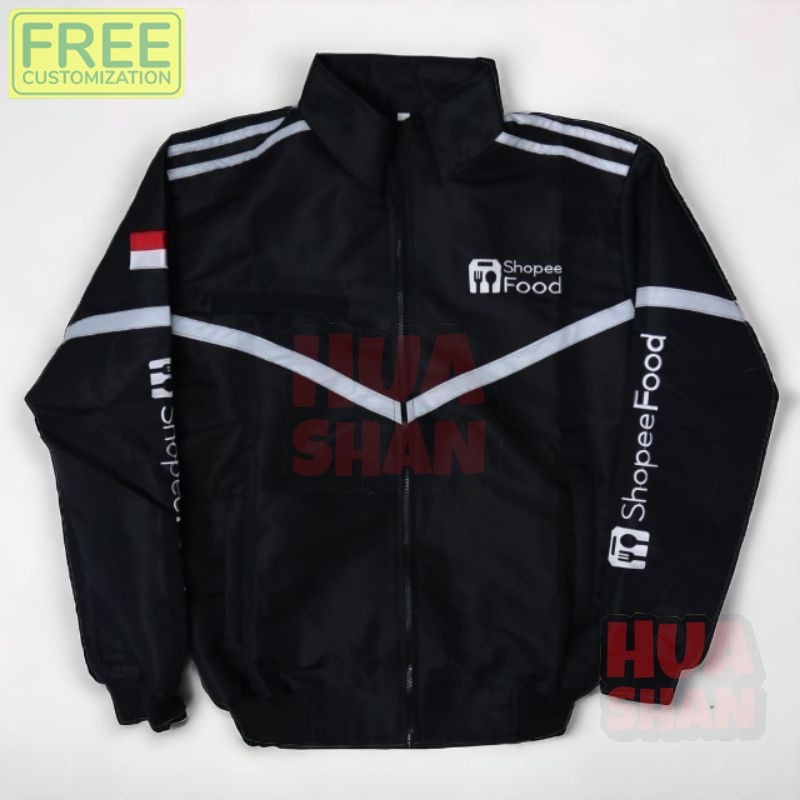 Shpe food Driver Jacket สีดํา ojol Bomber Jacket