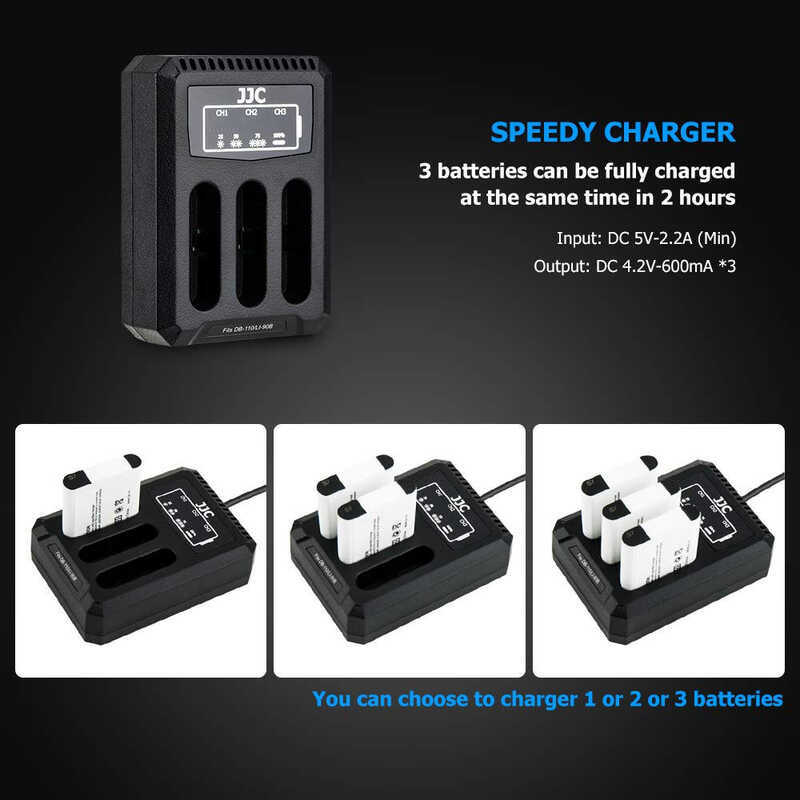 ❃ JJC  Li-90B Triple Slots USB Battery Charger Db-110 & Li-90B, For Ricoh Gr3x Gr3 G900 Wg-6 Iii    