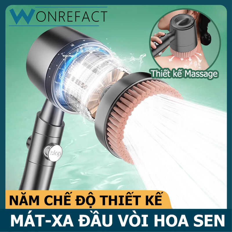 LY Bathroom Massage Shower Head Hadheld Shower Head Five Modes Wall-Mouted Shower Head Detachable F