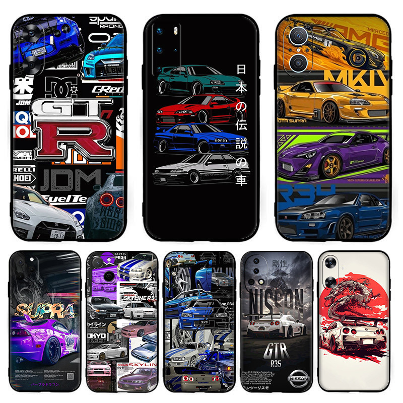 Retro ดัดแปลงรถ GTR JDM สําหรับ Huawei Nova 2i 2 Lite 3 3i 4E 5i 5T 7 10 SE 8i Y61 TPU นุ่มสีดําโทรศ