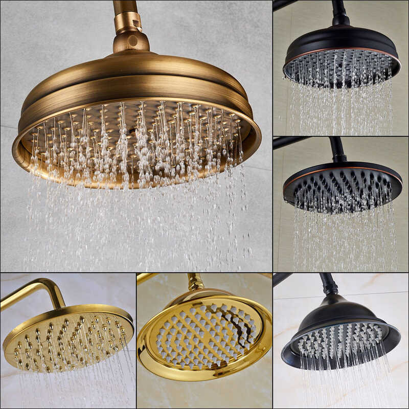 LY Antique Brass Shower Head Brass Rain Shower Faucet Head 8 Inch Shower Replacement Head