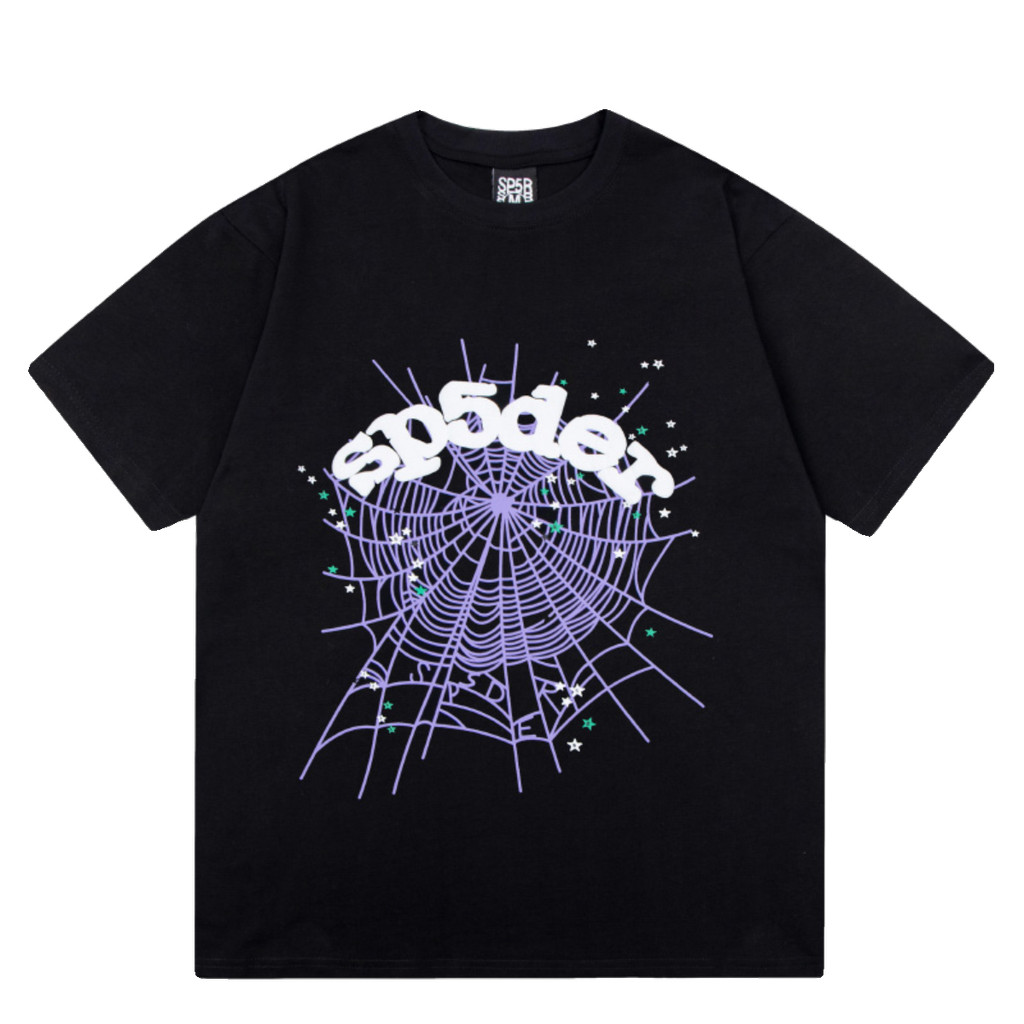 แฟชั่นแบรนด์ Sp5der 555555 Spider Web Short Sleeve Men Young Thub Same Ins Summer T-shirt For Women