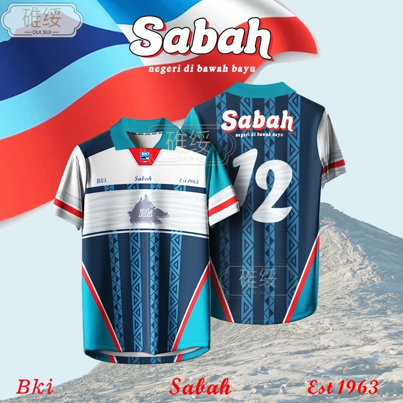 SABAH BKI DESIGN NFL EDITION เสื้อยืดแขนสั้นคอปกพิมพ์ลายกราฟิกเสื้อ SABAH JERSEY
