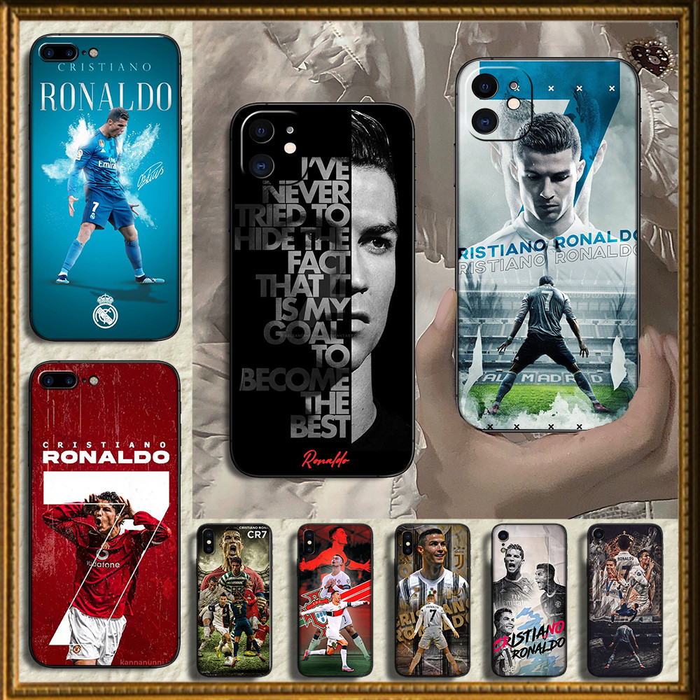 เคสTPUสีดําแบบนุ่มสําหรับiPhone SE 12 13 Mini Pro Max 3VD cr7 เคสCristiano ronaldo