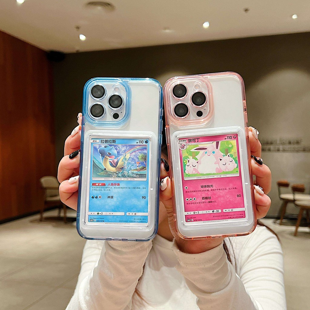 64*90 มม.สามารถถือการ์ดเหมาะสําหรับ IPhone 16 Promax โทรศัพท์มือถือกรณี Apple 15plus Pokémon PTCG การ์ด 14Pro Sta - รูปที่ 2