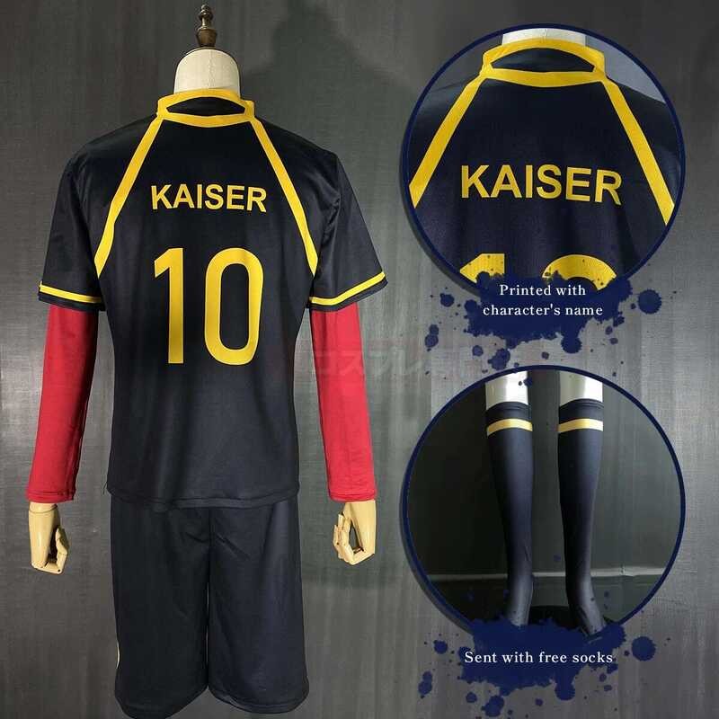 สีฟ้าล็อคอะนิเมะ Kaiser Ness Isagi Kurona Hiori คอสเพลย์ชุดวิกผม Jersey Bastard Munchen