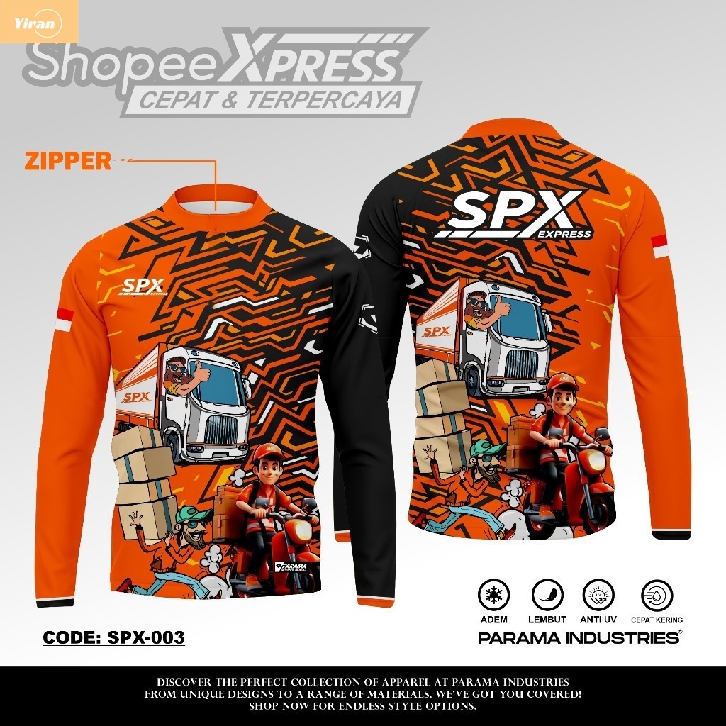 PARAMA INDUSTRAIES PREMIUM JERSEY ANTI GERAH || KURIR PAKET SHOPEE SPX EXPRESS || คนขับผู้หญิง