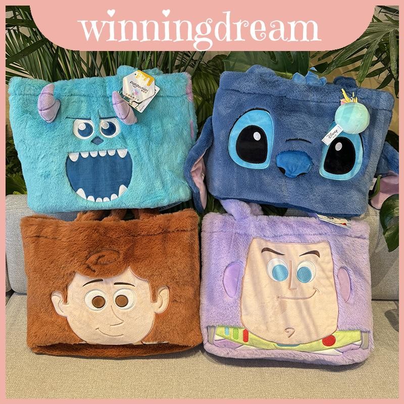 สั้น Super Soft Plush ของแท้ Stitch กระเป๋าน่ารักขนาดใหญ่ความจุ Woody ฤดูใบไม้ร่วงและฤดูหนาว Plush กระเป๋าสะพาย Sullivan กระเป๋า Book Tote