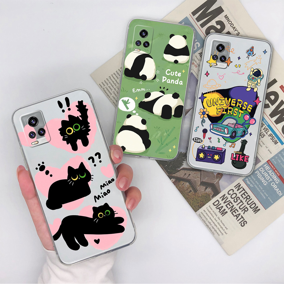 สําหรับVivo V20 V20Proกรณีน่ารักPanda Shellซิลิโคนนุ่มTPUสบายปกหลังสําหรับV20SEสําหรับVivoV20 SEปลอกV20 Proโทรศัพท์Capa