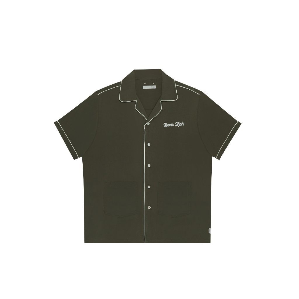 ♞,♘[MOO 6/21] Old Money Bowling Shirt เสื้อเชิ้ตผู้ชายแขนสั้น ปักลาย 'Old Money' GHN