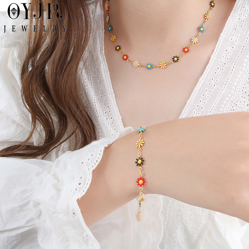 OYJR สร้อยคอเดซี่แฟชั่น สร้อยสแตนเลสสำหรับผู้หญิง - รูปที่ 3