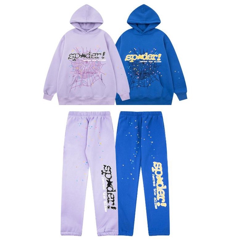 ♞,♘,♙Sp5der 5555 เสื้อกันหนาวลําลอง มีฮู้ด ผ้าฝ้ายแท้ พิมพ์ลาย Star Spider ทรงหลวม สําหรับผู้ชาย แล