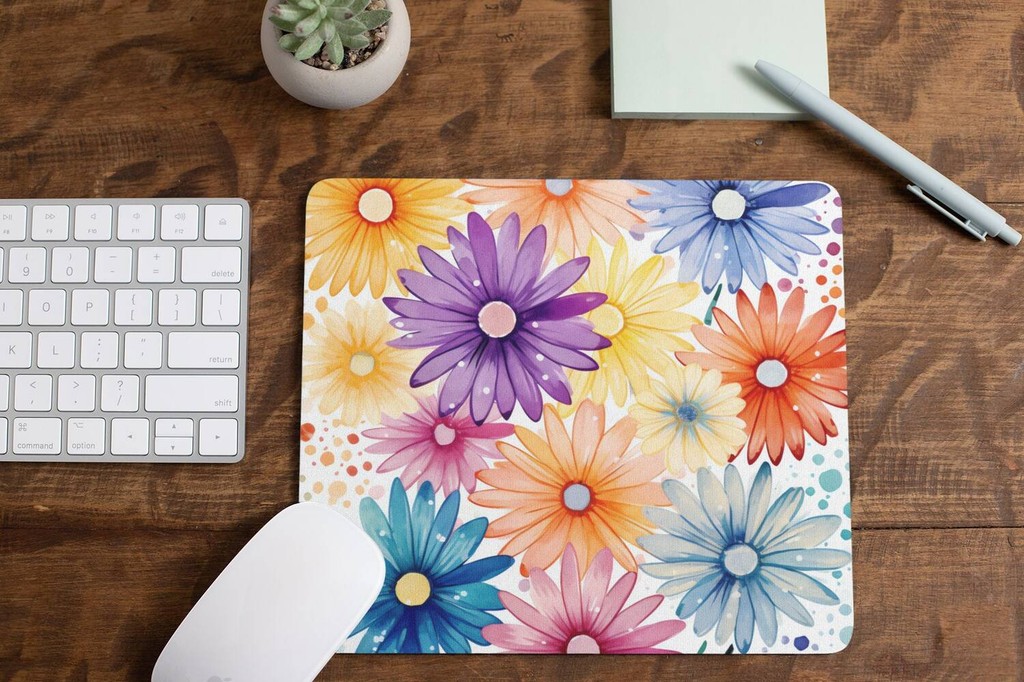 Daisy Flower Mouse Pad Sublimation Square Mouse Pad แม่แบบแผ่นรองเมาส์ดิจิตอล PNG, แผ่นรองเมาส์ระเหิ