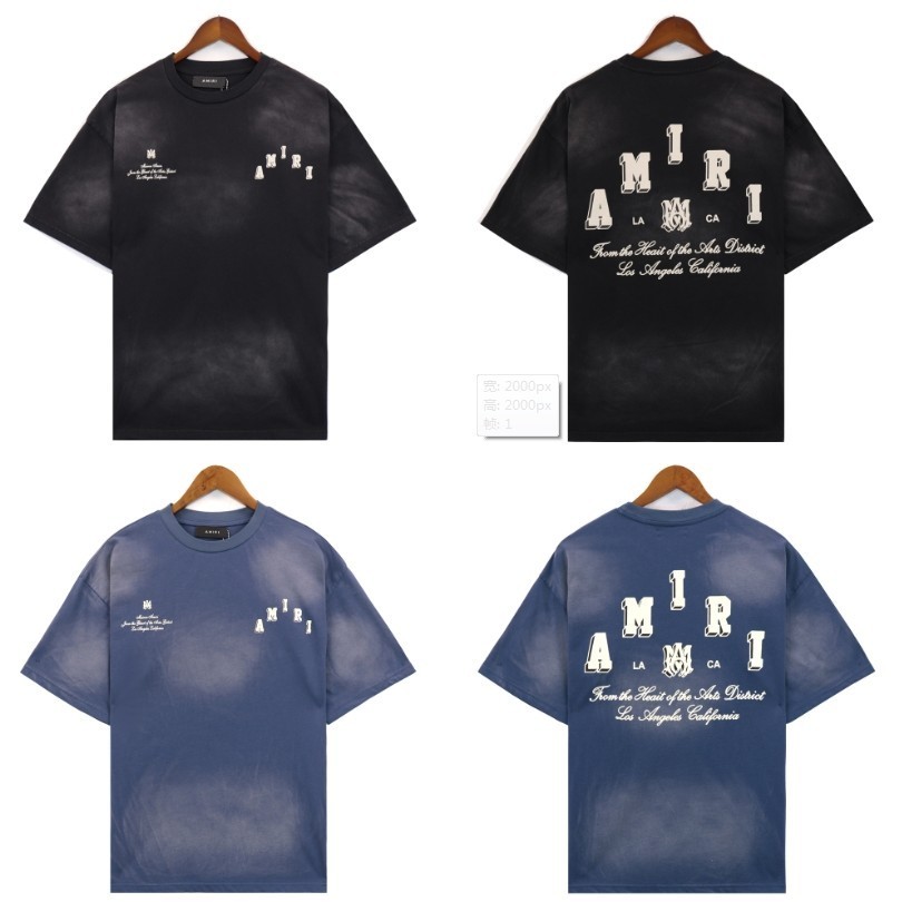 ♞,♘พร้อมส่ง เสื้อยืดยีนแขนสั้น พิมพ์ลาย AMIRI AMIRI เข้ากับทุกการแต่งกาย สําหรับผู้ชาย 2025