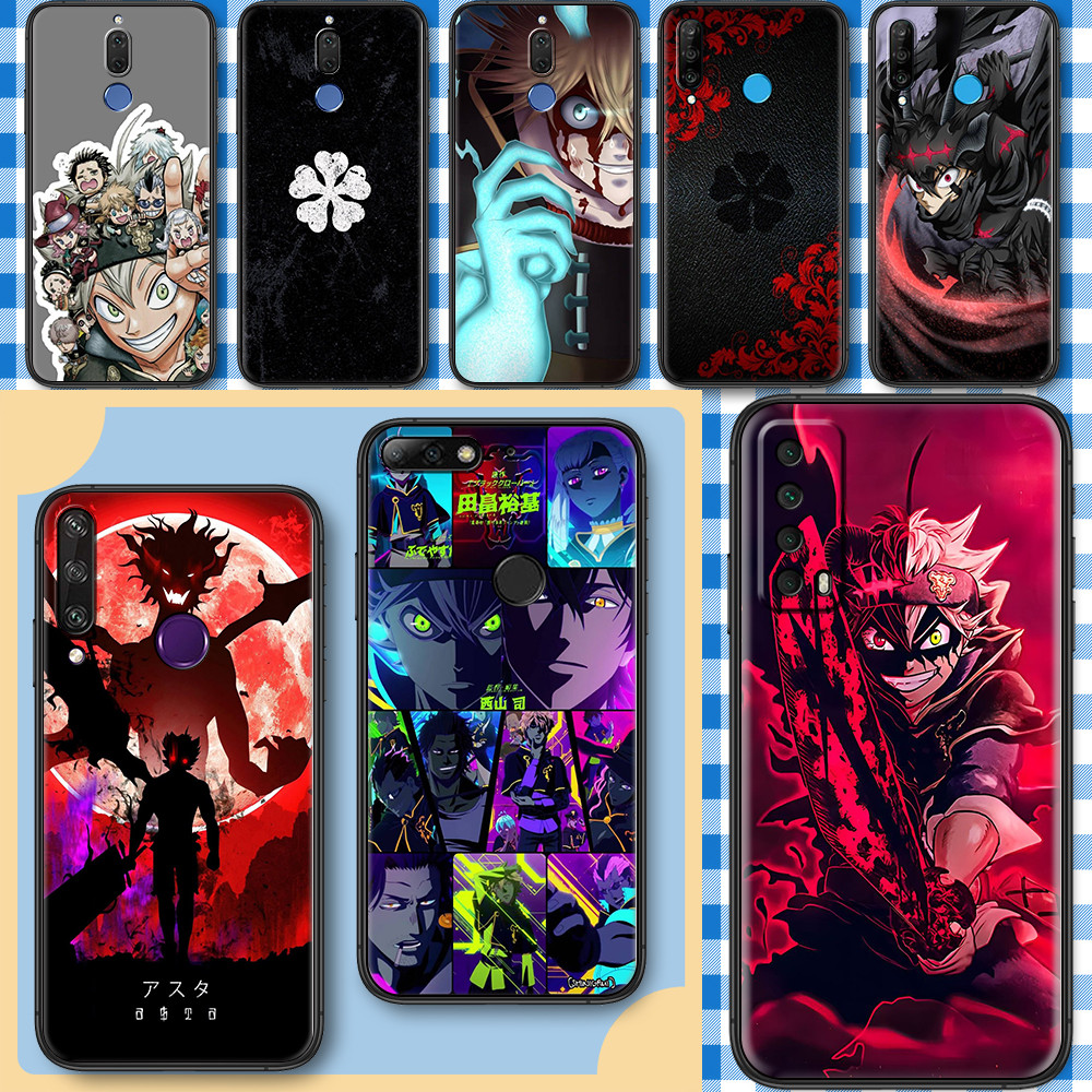 เคสโทรศัพท์สีดําแบบนุ่มสําหรับ Huawei Nova 2 Lite 2i 3 3i 4E 5i 5T 7 SE 8i 13GA Black Clover caseg