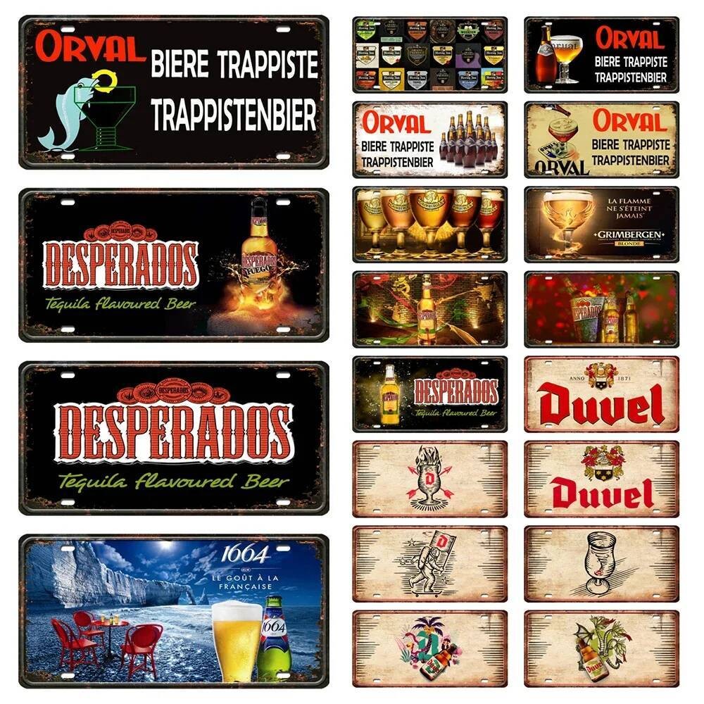 [ Mike86 ] Orval Duvel เบียร์เบลเยียมไวน์ภาพวาดดีบุกโปสเตอร์ป้ายโลหะตกแต่ง DC-21 15*30 CM Home Decor