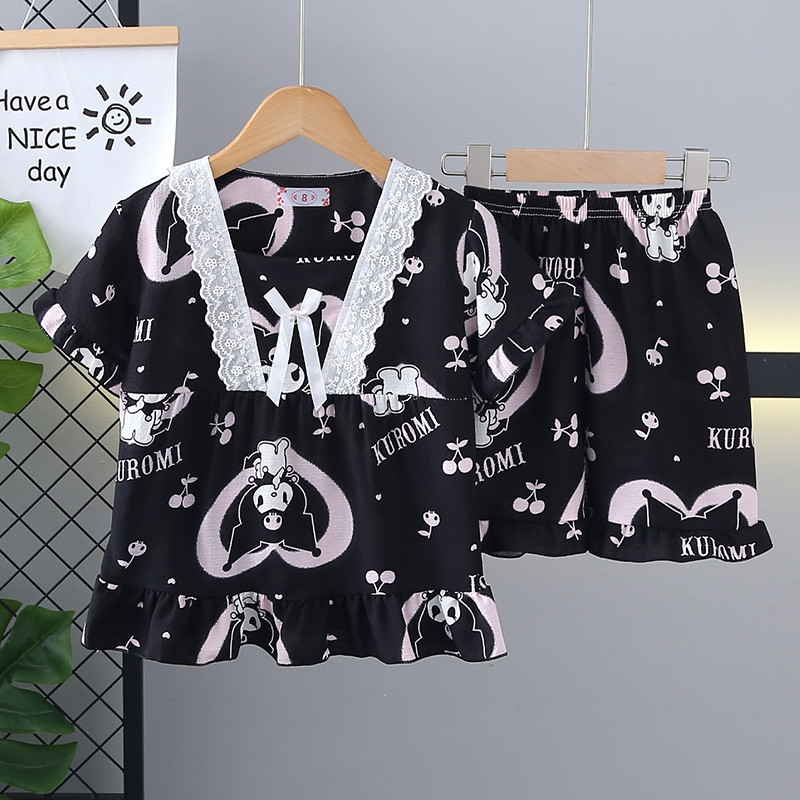 Eid Mubarak ชุดเด็กเด็กแขนสั้นคอเหลี่ยมลําลองกระต่ายที่เหมาะกับผิว,ชุดการแสดงของสาวพีชสําหรับ 7 -