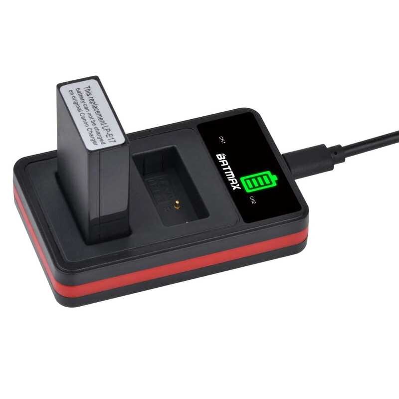 ▥ LED USB Dual Battery Charger ประเภท C สําหรับ Canon Lp-E17 Lpe17 LP E17 EOS Rebel T6i 750D T6