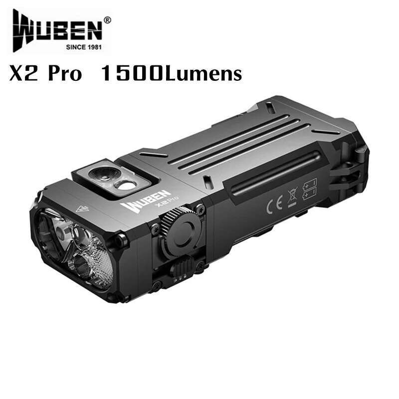 WUBEN X2Pro EDC ไฟฉาย 1500Lumens แบบพกพาไฟฉายแบบชาร์จไฟได้กันน้ําหางแม่เหล็กสําหรับ Camping เดินป่าข