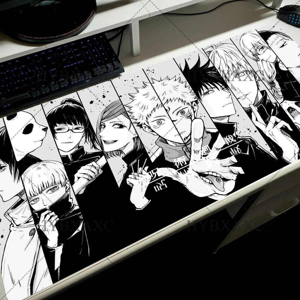 90x40 ซม.สีดําอะนิเมะ Jujutsu Kaisen แผ่นรองเมาส์ขนาดใหญ่ Ryomen Sukuna แผ่นรองเมาส์คอมพิวเตอร์เกมอุปกรณ์ต่อพ่วงอุปกรณ์เสริมโต๊ะ Mat