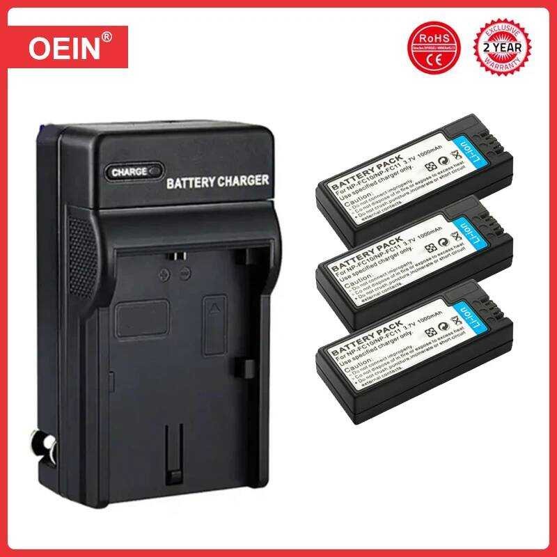 ▥ 4 ชิ้น 1000 มิลลิแอมป์ชั่วโมง Np-Fc11 Np-Fc10 Fc11 Fc10 แบตเตอรี่สําหรับ Sony Cyber - Shot Ds