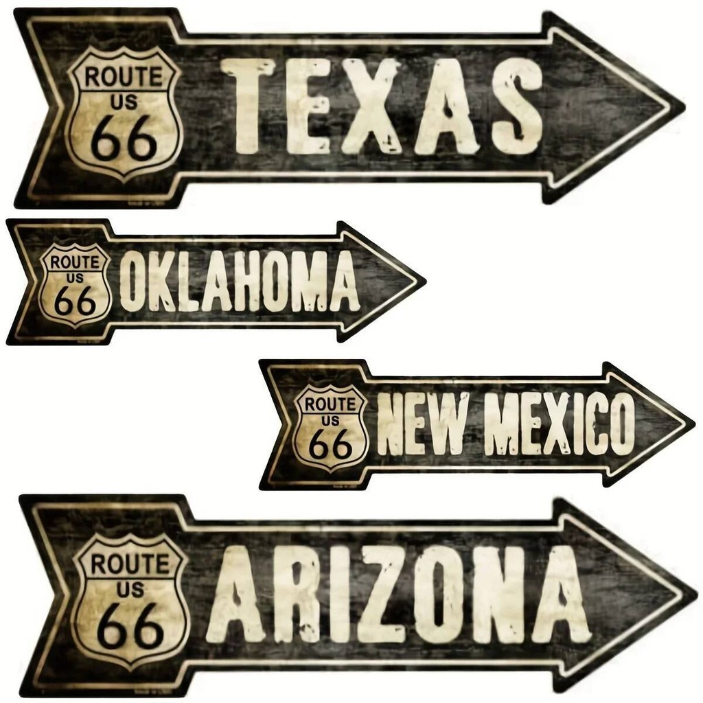 1 ชิ้น Vintage Route 66 ป้ายลูกศรโลหะ - เหมาะสําหรับการตกแต่งประตูและของขวัญ - แสดงความรักของคุณสําหรับ Texas, Oklahoma, และเม็กซิโกใหม่