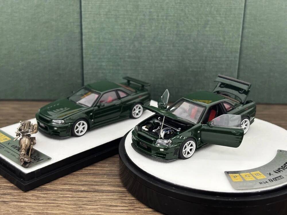 PGM 1:64 R34 Z-TUNE British Green Fully Collection Gift Scale Model Car