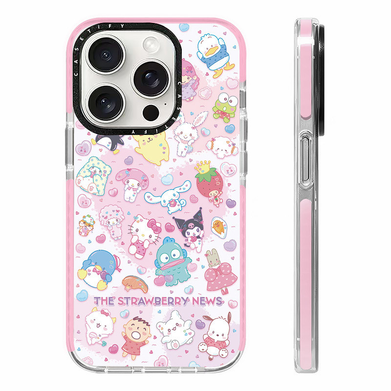 Loving Heart Sanrio Family CaseสําหรับIPhone 11 14 15 16 Pro Max 12 13 Mini Cover X XR XS MaxซิลิโคนกันชนใสSE 2022 6 7 8 Plusปลอกกันกระแทก