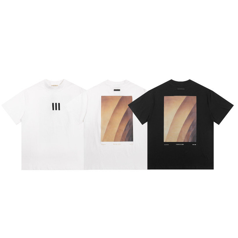 ♞,♘Fog FEAR OF GOD Co-Branded RRR123 เสื้อยืดแขนสั้นลายหลังแนวตั้งสาม 2025