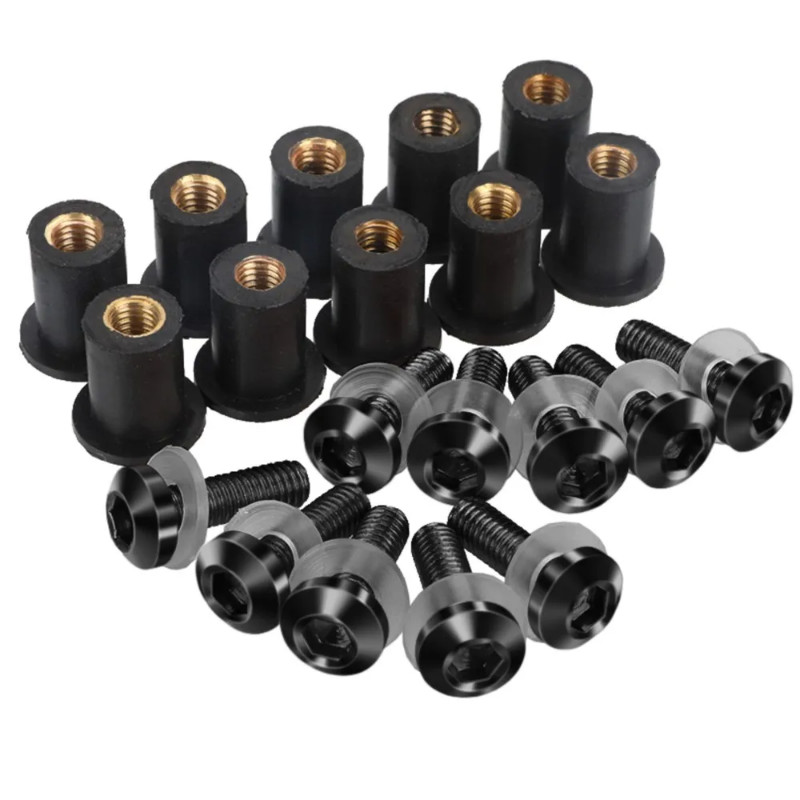 10PCS M5 5 มม.กระจกสลักเกลียวสกรูชุด Nut Fastener สําหรับ YAMAHA FZ1 F8 FZ6 FZ16 FZS16 FAZER 16 600 