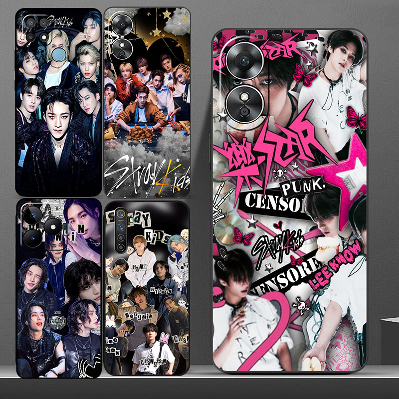 เคสโทรศัพท์สีดํานุ่มสําหรับ OPPO F1s F1 Plus F3 F5 F7 F9 F11 F25 Pro F27 R9S K12X 36EN Stray Kids Co