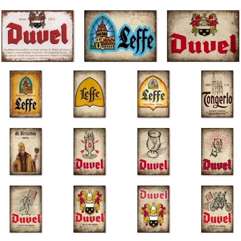 Duvel leffe Orval Tin Signs เบลเยียมภาพวาดโลหะ Bar PUB Decor WX2