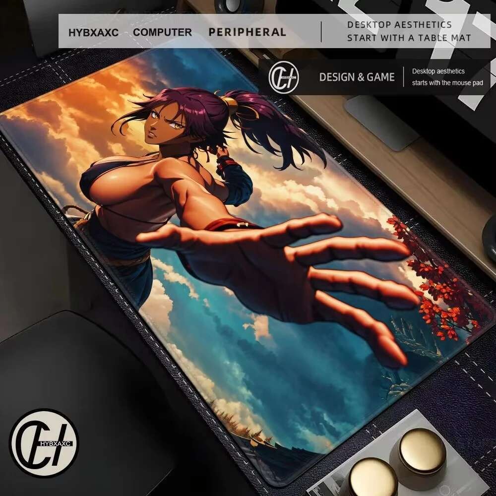 Bleach Yoruichi แฟชั่นแผ่นรองเมาส์ขนาดใหญ่อะนิเมะโต๊ะหรูหราเดสก์ท็อปการ์ตูน Gaming Gamer คีย์บอร์ดสํ
