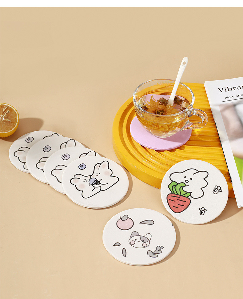 ที่รองแก้วกาแฟทรงกลมฉนวนกันความร้อนป้องกันการลวกทนอุณหภูมิสูง