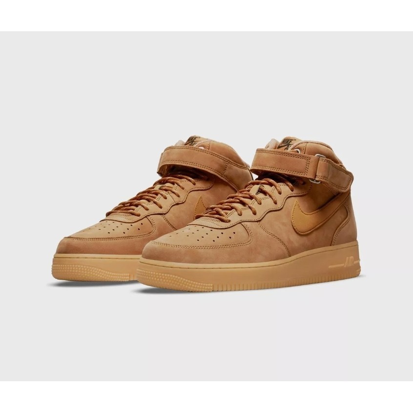 ♞,♘,♙Nike air force 1 mid '07 WB flax wheat gum Brown DJ9158-200 สำหรับผู้ชาย AGD