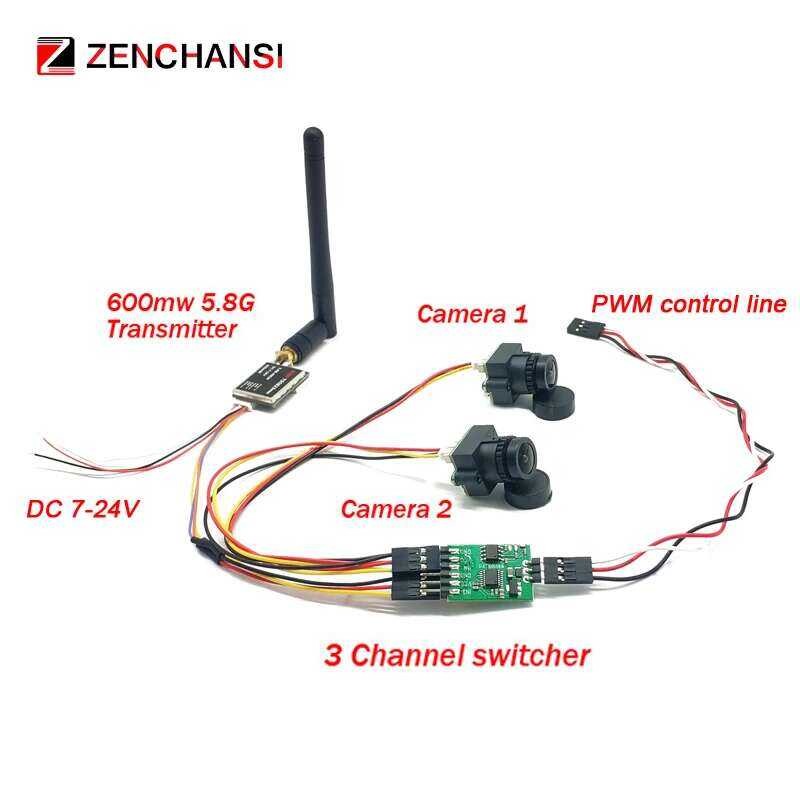 ❃ 40Ch 7 นิ้ว HD IPS 1024*600 จอภาพ 3 ช่อง Dual Video กล้อง FPV 5.8G 600Mw เครื่องส่งสัญญาณวิดี ❃