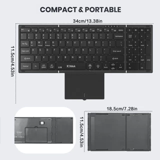 Jomaa USB Bluetooth Backlit คีย์บอร์ดพับพร้อมทัชแพด Numberic Pad ชาร์จ USB คีย์บอร์ดพับได้สําหรับ windows Mac os