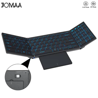 Jomaa USB Bluetooth Backlit คีย์บอร์ดพับพร้อมทัชแพด Numberic Pad ชาร์จ USB คีย์บอร์ดพับได้สําหรับ windows Mac os