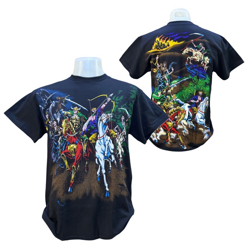 ♞,♘เสื้อยืด LIQUID BLUE T-SHIRT ลาย FOUR HORSEMEN (1994/1994) ลิขสิทธิ์ของแท้ USA FAH