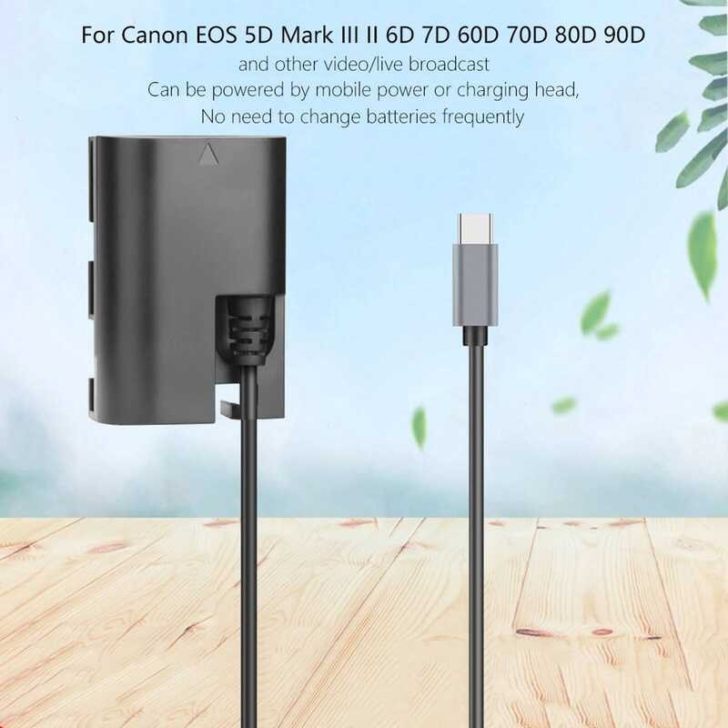 ▥ Lp-E6 Lp-E6n Dummy แบตเตอรี่ Usb-C/Type-C Power Adapter สําหรับ Canon EOS R5 R5c R6 5Ds R 7D