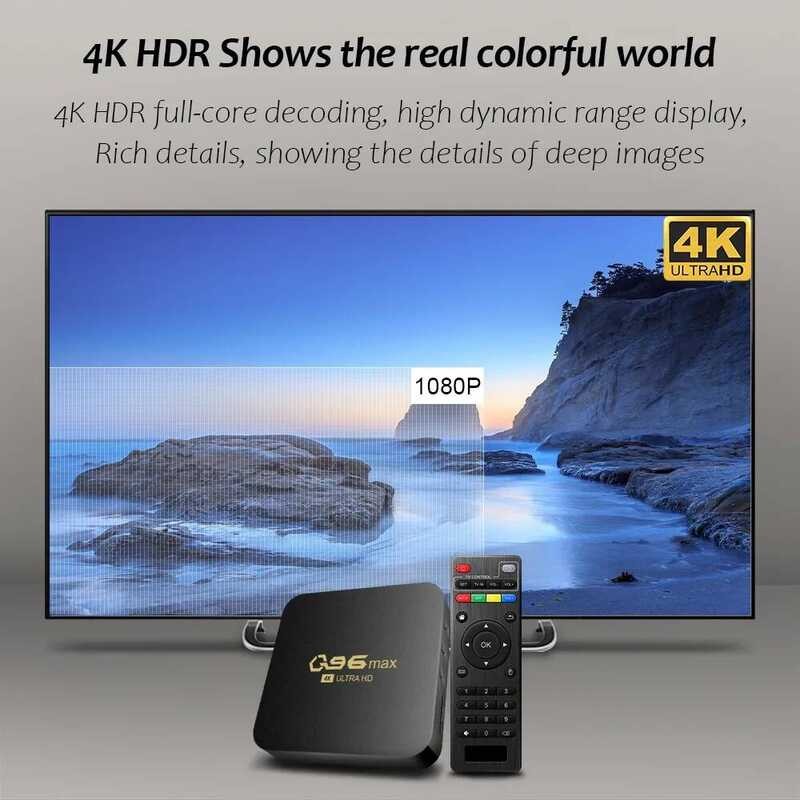 HONGTOP ☢ WIFI 4K Q96 MAX 2.4/5G เซ็ตท็อปบ็อกซ์ 10.0 เครื่องเล่นมีเดีย Android Quad Core กล่องส